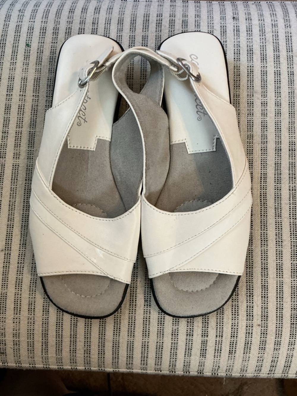🌸easy street White Slingback Sandals with Buckle Strap